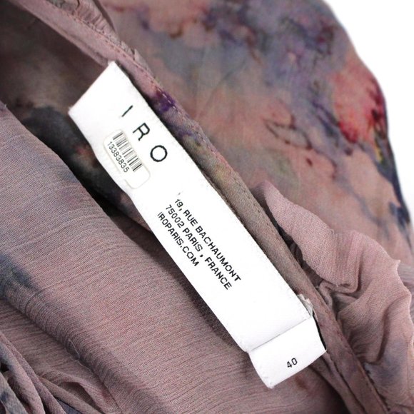 IRO Banon Dress Ruffle Trim Dress 40 Mauve Floral Print Crepe Pleat Mini Medium - Picture 8 of 9